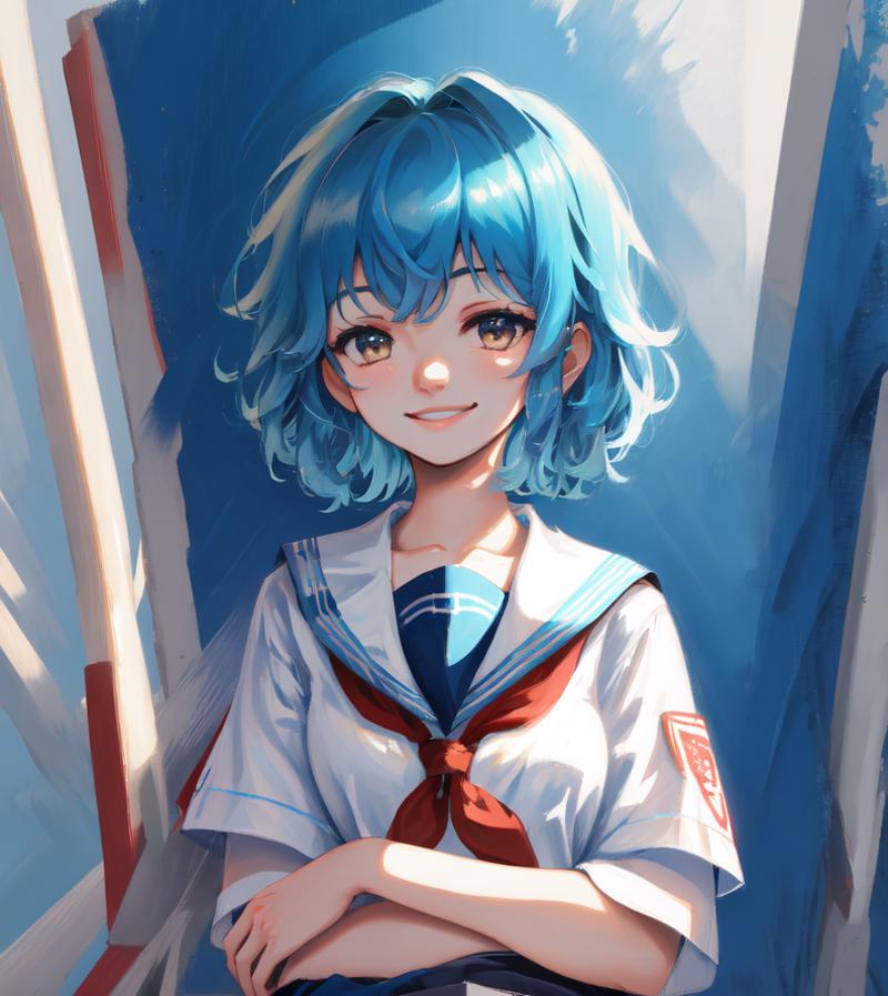 22925-2317659593-masterpiece, best quality, 1girl, short blue hair, gradient background, light smile, school uniform.png